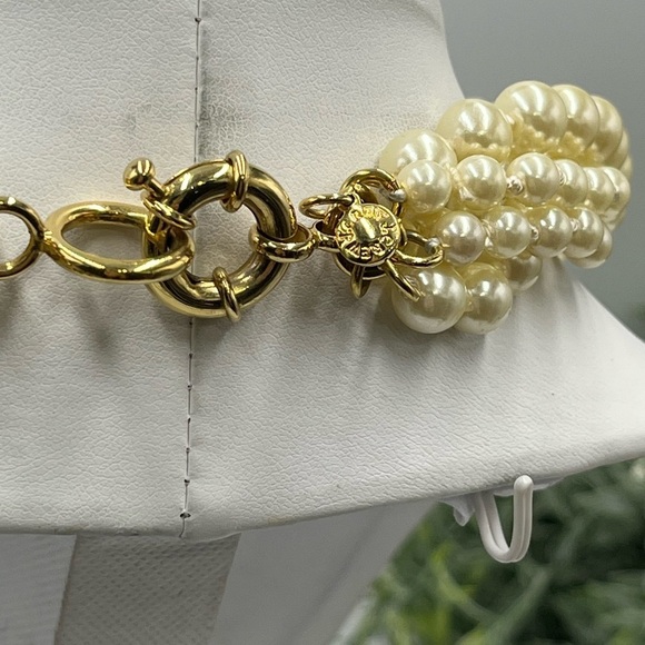 J. Crew Signed Chunky 5-Strand Cream Colored individually Knotted Pearl Necklace - Picture 8 of 11